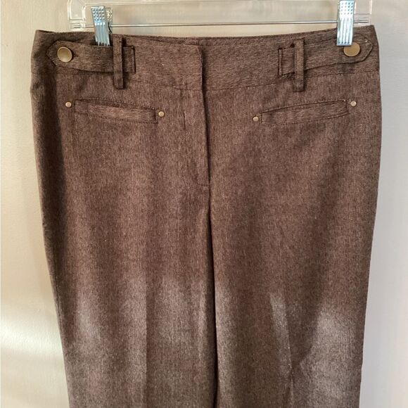 LARRY LEVINE SIZE 8 BROWN MID RISE STRAIGHT LEG CAREER DRESS PANTS - Picture 4 of 7
